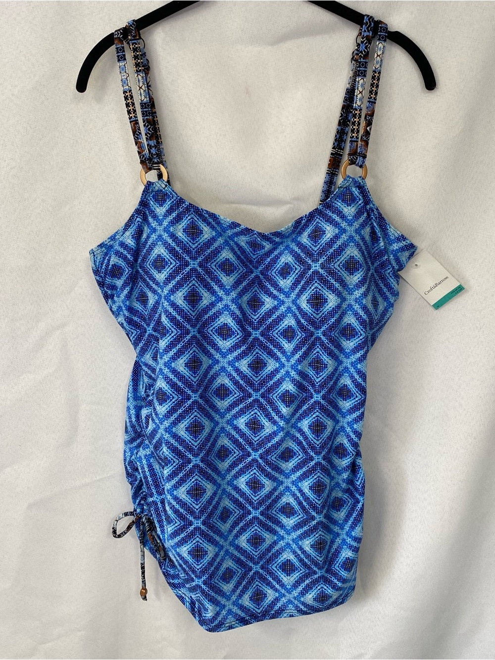 Croft & Barrow Blue Patterned Swim Top Size 16 NWT
